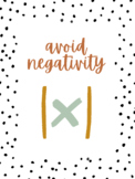 Avoid Negativity Absolute Value Poster | Modern Math Poste
