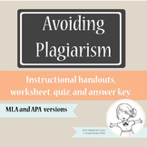 Plagiarism Handouts, Worksheet and Quiz