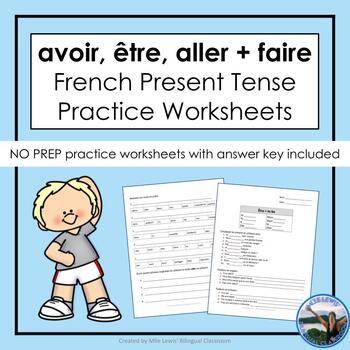 Preview of Avoir Etre Aller Faire French Present Tense Verb Worksheets