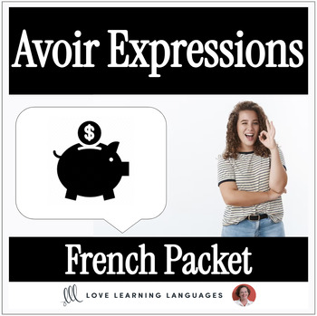 Preview of French avoir expressions speaking prompt cards, exercise, list and video