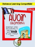 Avoir (au present) - grammar notes and activities - Distan