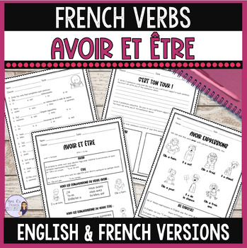 Preview of Avoir être French verbs worksheets: present tense verbs for core & immersion