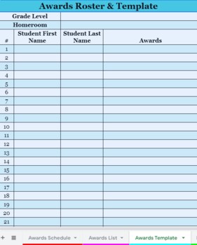 Preview of Award Ceremony Schedule, Class Rosters