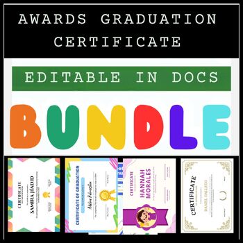 Preview of Award Certificate Bundle: 5 Unique Designs | Editable Google Docs Templates