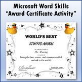 Award Certificate Lesson Activity for Teaching Microsoft W