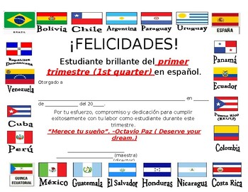 Preview of Award Certificate - Spanish