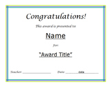 Award Certificate *editable*