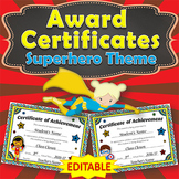 EDITABLE Awards Certificates - Superhero Themed Certificat