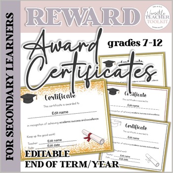 Preview of Award Certificates for Secondary Learners