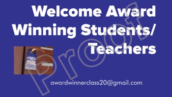 Preview of Award Winning Banner- Welcome to An Award Winning Classroom-Teachers, Students,