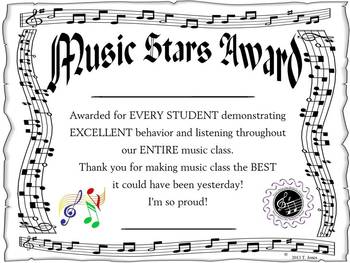 Preview of Award for the Music Classroom - EDITABLE!!!