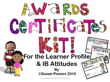 Preview of Awards Certificates for IB PYP with African American clip art Kids.