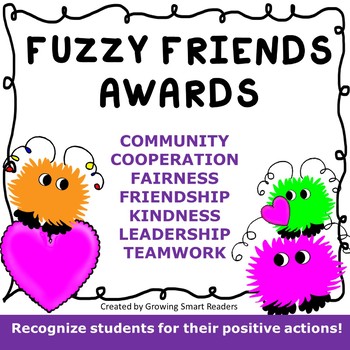 Preview of Fuzzy Friends Awards for Friendship, Cooperation, Kindness