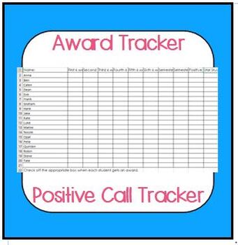 Preview of Awards and Positive Calls Home Tracker Excel Spreadsheet for documentation