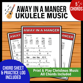 Preview of Away In A Manger Ukulele Sheet Music → Print & Play | 5 Chord Christmas Carol