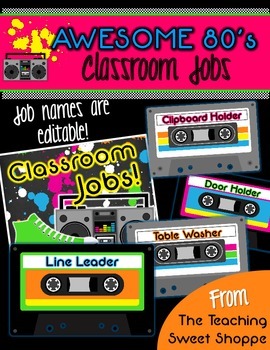 Preview of Awesome 80s Editable Classroom Jobs!