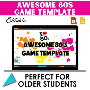 Preview of Awesome 80s Editable Game Template for Middle & High School Students
