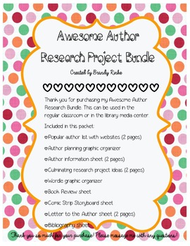 Preview of Awesome Author Research Project Bundle - Library Media Center