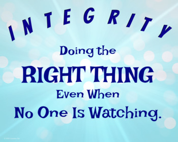 Preview of Awesome Reminder  Integrity 8 x 10  Poster PBIS Classroom Management