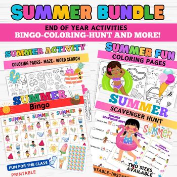 Preview of Awesome Summer Pack Bundle Activities- Coloring/Bingo and More!