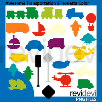 Awesome Transportation Silhouette Color Clipart by revidevi | TpT