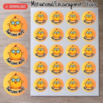 Preview of Awesome Work-Digital Printable Motivational Sticker for Students Montessori