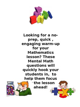 Preview of Engaging Mental Math Warm-Up Activity !Great for Virtual/Hybrid learning!
