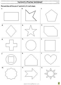 Axis of Symmetry on 2D Shapes Worksheet (4.G.3) by Elementary All In