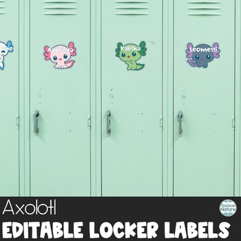 Preview of Axolotl Locker Labels - Editable Cubby Tags