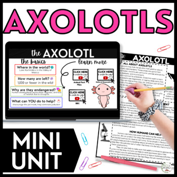 Preview of Axolotls Animal Adaptations Reading Passages - Ecosystems Worksheets & Activity