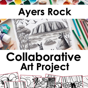 Preview of Ayers Rock & Kangaroos Collaborative Coloring: Australian Culture Poster