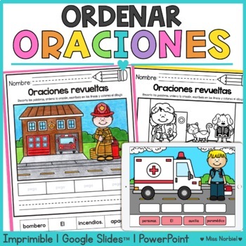 Preview of Ayudantes de la Comunidad Ordenar oraciones | Spanish Community Helpers