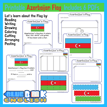 Preview of Azerbaijan Flag Activity | Flag Craft Differentiated (6 Pages)