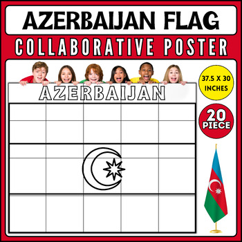 Preview of Azerbaijan Flag Collaborative Coloring Poster AAPI Heritage Month Bulletin Board