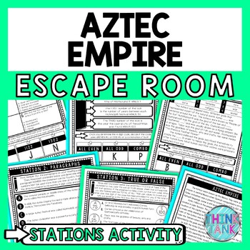 Preview of Aztec Civilization Escape Room Stations - Reading Comprehension Activity