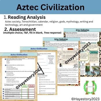 Preview of Aztec Civilization Reading Analysis + Assessment
