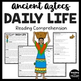 Aztec Daily Life Reading Comprehension Worksheet Mesoameri