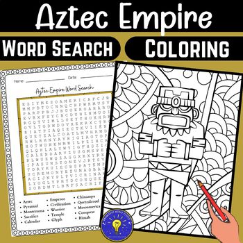 Preview of Aztec Empire Activities | Word Search - Mindfulness Coloring Page