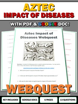 Preview of Aztec Empire Impact of Disease - Webquest with Key (Google Doc Included)