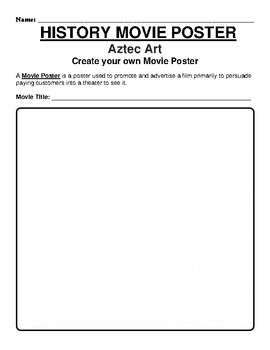Preview of Aztec Empire "Movie Poster" WebQuest & Worksheet Packet (23 Topics)