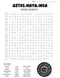 Aztec, Maya, Inca Word Search with Answer Key