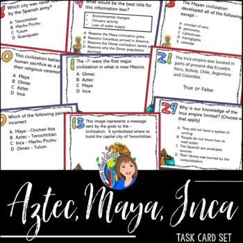 Preview of Aztec, Maya, and Inca Task Cards