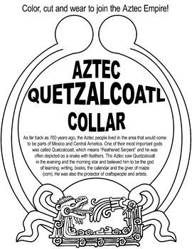 Preview of Aztec Necklace Quetxaloatl One Page Project