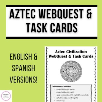 Preview of Aztec Webquest & Task Cards! (Spanish & English)