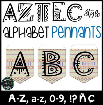 Preview of Aztec style ABC Pennants numbers Bulletin board azteca letras Mexico decoración