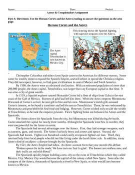 Preview of Aztecs, Conquistadors, and Cortes 4 part Assignment