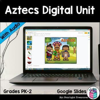 Preview of Aztecs Digital Unit for Early Readers, Google Slides with Audio