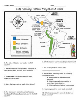 Aztecs, Mayans, and Incas: Map activity, graphic organizer, & Inca