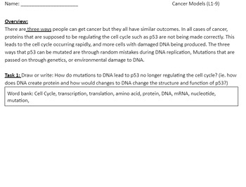 Preview of B.3 Open Scied Assessment (lessons 1-9) DNA and Cancer