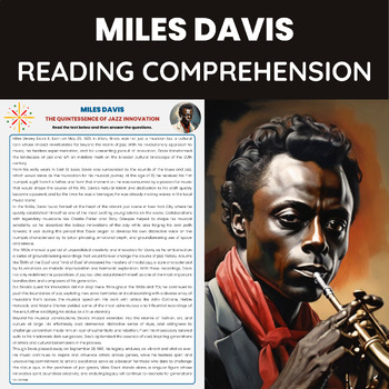 Preview of Miles Davis Biography for Black History Month |  Black Musicians Jazz Music